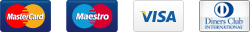 Mastercard, Maestro, Visa, Diners